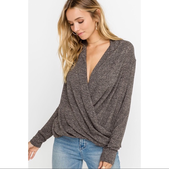 likeNarly Tops - >>LAST<< Allie Draped Wrap Top - Taupe